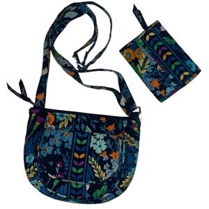 Vera Bradley Midnight Blues Lizzy Crossbody and Matching Trifold Wallet Set